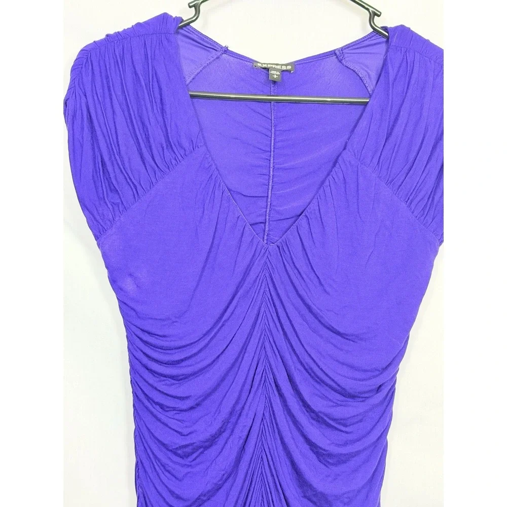 Express Purple Ruched Longline Blouse Top Womens Small Y2K Going Out - Picture 9 of 10